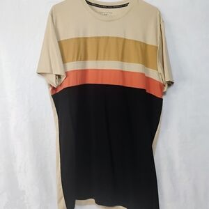 Shaquille O'Neal XLG Mens Large Tall Colorblock Striped T Shirt Shaq Tan P